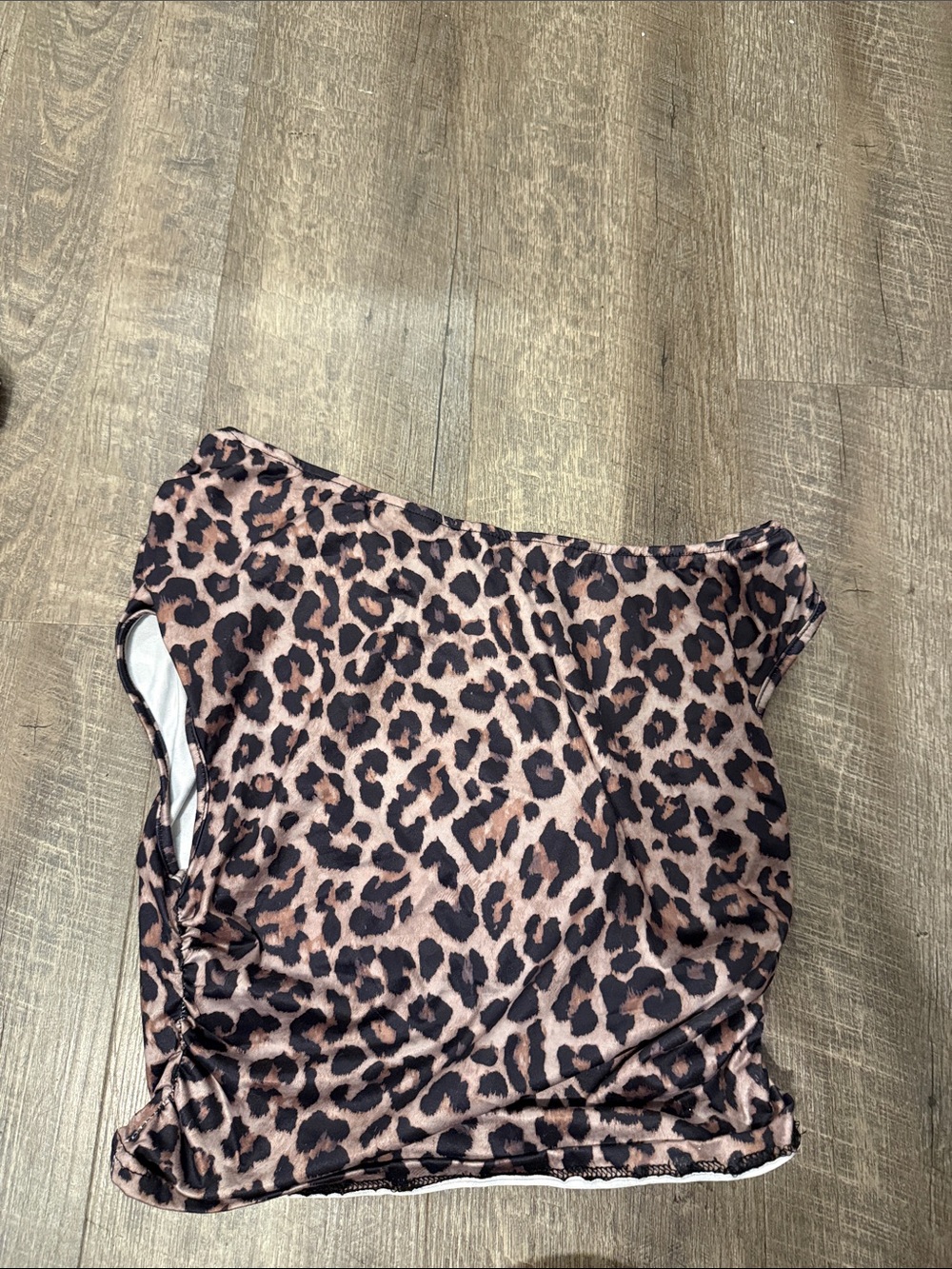 Leopard Print One-Shoulder Top - Brown/Black